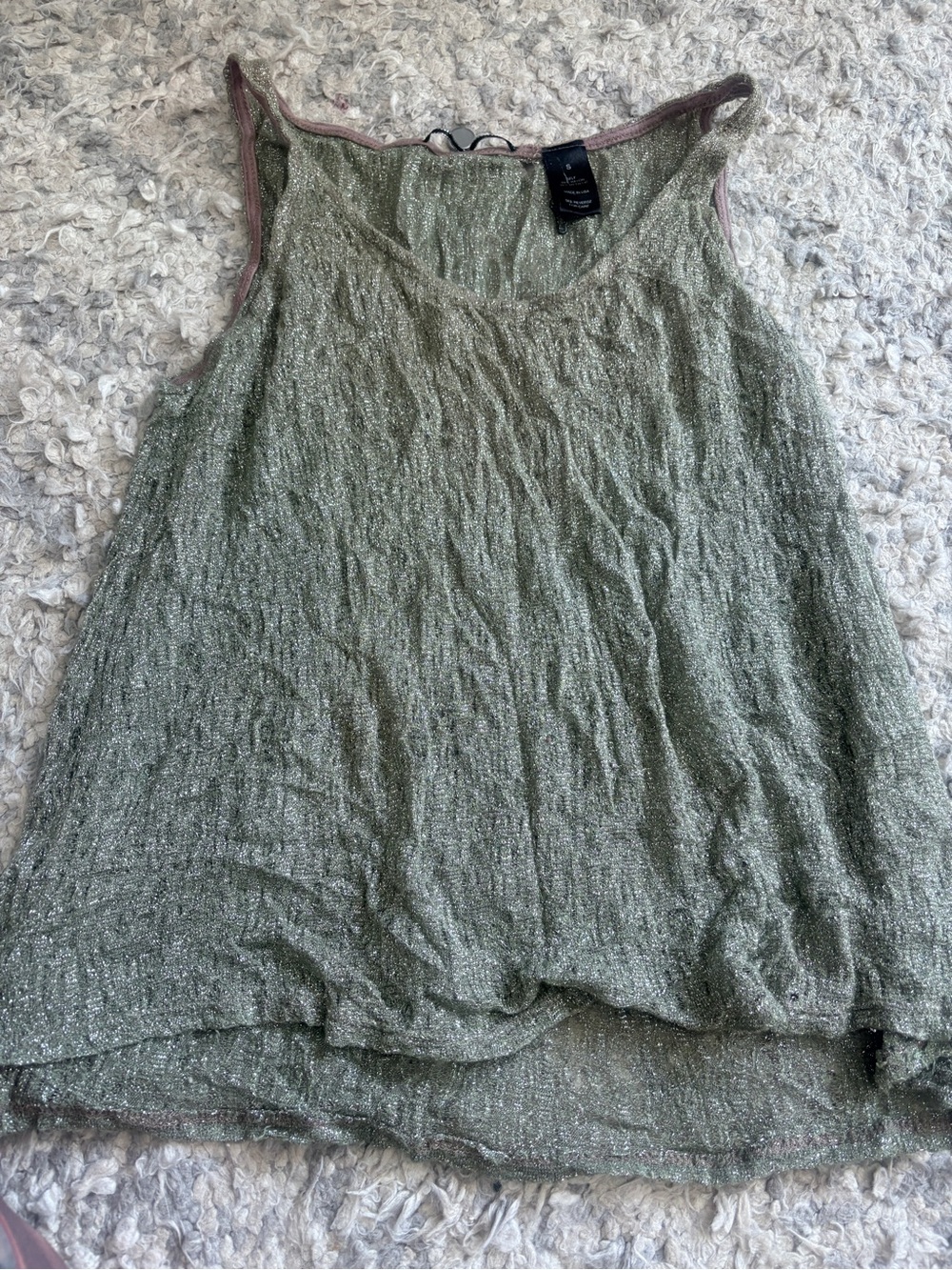 BKE Olive Green Metallic Trim Tank Top